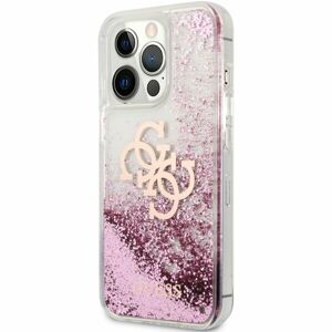 Guess TPU Big 4G Liquid Glitter Pink Case iPhone 13 Pro růžový