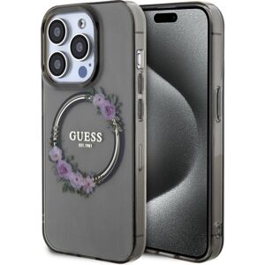 Guess PC/TPU Flowers Ring Glossy Logo MagSafe kryt iPhone 14 Pro Max černý