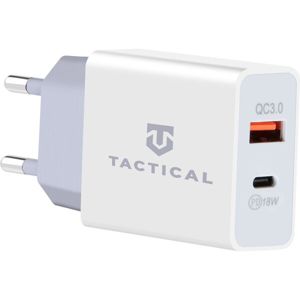 Tactical USB-A/USB-C QC 3.0 cestovní nabíječka bílá