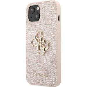 Guess PU 4G Metal Logo Case iPhone 13 růžový