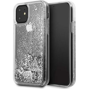 Guess Glitter case GUHCN58GLHFLSI Hearts iPhone 11 Pro stříbrný