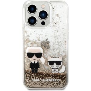 Karl Lagerfeld Liquid Glitter Karl and Choupette kryt iPhone 14 Pro zlatý
