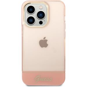 Guess PC/TPU Camera Outline Translucent kryt iPhone 14 Pro růžový