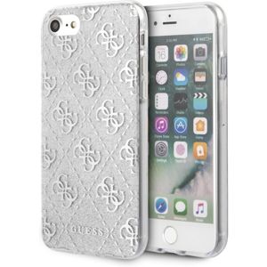 Guess Glitter 4G Peony kryt iPhone 7/8/SE (2020) stříbrný