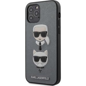 Karl Lagerfeld Saffiano K&C Heads kryt iPhone 12 Pro Max 6.7" stříbrný