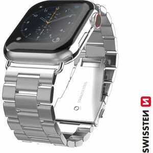 SWISSTEN kovový řemínek Pro Apple Watch 42-44 mm stříbrný