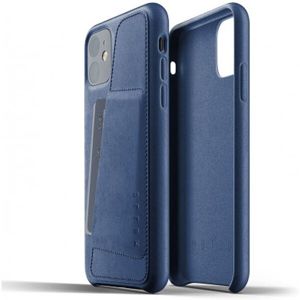 Mujjo Full Leather Wallet pouzdro iPhone 11 modré