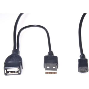 PremiumCord redukce kabel USB A samice+USB A samec-Micro USB samec OTG