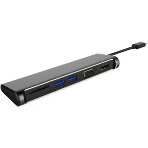 PremiumCord Převodník USB 3.1 typ -C na 4K HDMI+1080p VGA+SD Card+2xUSB3.0 černý