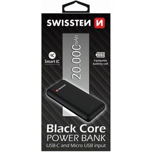 SWISSTEN Black core slim powerbanka 20000 mAh USB-C