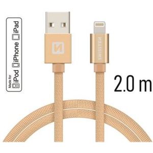 SWISSTEN Textile kabel USB / Lightning MFi 2,0 m zlatý