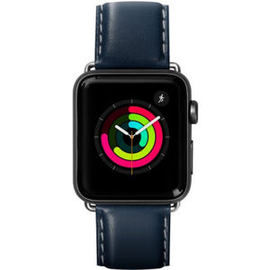 LAUT Oxford kožený řemínek na Apple Watch 42/44 mm tmavěmodrý
