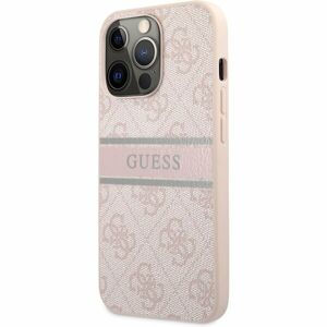 Guess PU 4G Printed Stripe Case iPhone 13 Pro Max růžový