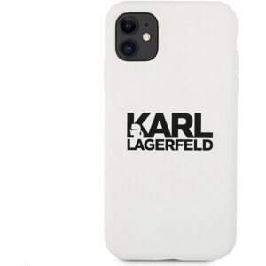 Karl Lagerfeld Stack Black Logo silikonový kryt iPhone 11 bílý