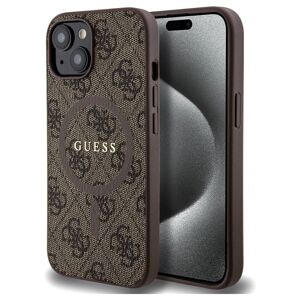 Guess PU Leather 4G Colored Ring MagSafe kryt iPhone 15 hnědý