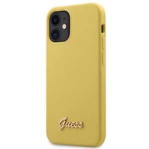 Guess Silicone Metal Logo Script kryt iPhone 12 mini 5.4" žlutý