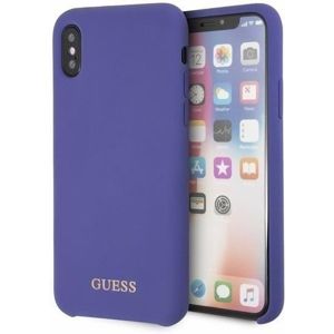 Guess Silicone Cover Gold Logo GUHCPXLSGLUV iPhone X/XS fialové