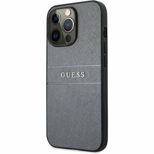 Guess PU Leather Saffiano Case iPhone 13 Pro Max šedý