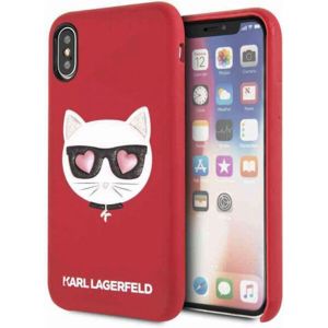 Karl Lagerfeld Embossed Glitter KLHCI65GLRE pouzdro iPhone XS Max červené