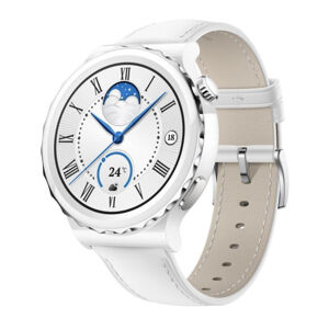 Huawei Watch GT3 Pro (43 mm) Silver Bezel White Ceramic Case + White Leather Strap