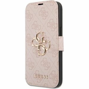 Guess PU 4G Metal Logo Book Case iPhone 13 Pro růžový