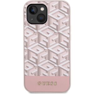 Guess PU G Cube MagSafe kryt iPhone 14 růžový