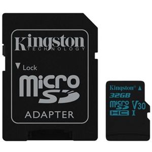 Kingston Canvas Go! MicroSDHC 32 GB - Video Class V30 / UHS-I U3 / Class10 + adaptér