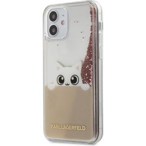 Karl Lagerfeld Liquid Glitter Peek a Boo kryt iPhone 12 mini 5.4" růžový