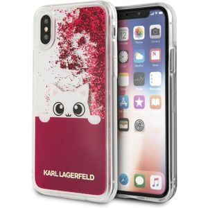 Karl Lagerfeld Peek a Boo KLHCPXPABGFU Liquid Glitter pouzdro iPhone X/XS červené