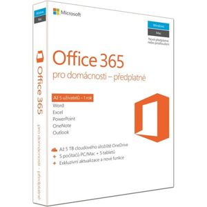 Microsoft Office 365 pro domácnosti - předplatné na 1 rok pro 5 zařízení