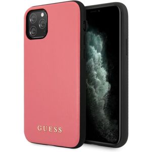 Guess GUHCN65PUMPI PU Leather kožený kryt iPhone 11 Pro Max růžový