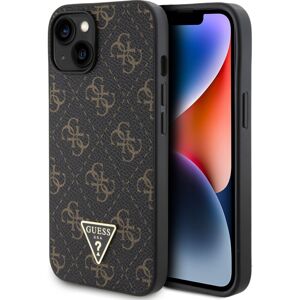 Guess PU Leather 4G Triangle Metal Logo kryt iPhone 14 černý