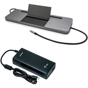 i-tec USB-C Metal Low Profile Triple Display Docking Station + Power Delivery 85 W Charger 112W (bun
