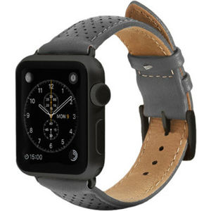 Monowear Perforated Leather Band Apple Watch 42,44 mm šedý/vesmírně šedé přezky