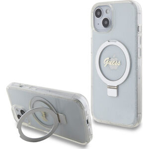 Guess IML Ring Stand Glitter MagSafe Kryt iPhone 15 čirý