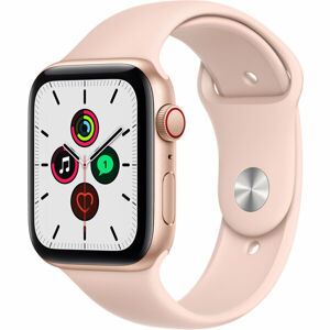 Apple Watch SE Cellular 44mm zlatý hliník s pískově růžovým sportovním řemínkem