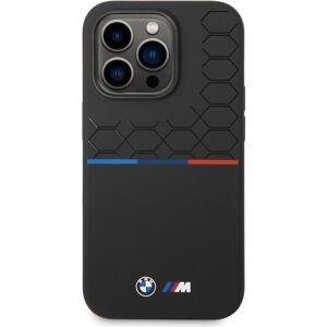 BMW M Liquid Silicone Tricolor kryt iPhone 14 Pro černý
