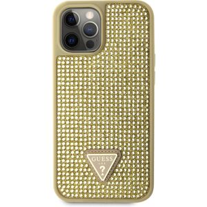 Guess Rhinestones Triangle Metal Logo kryt pro iPhone 12 Pro Max zlatý