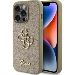 Guess PU Fixed Glitter 4G Metal Logo kryt iPhone 15 Pro zlatý