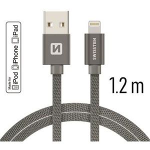 SWISSTEN Textile kabel USB / Lightning MFi 1,2 m šedý