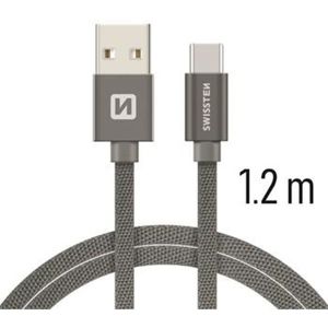 SWISSTEN Textile kabel USB / USB-C 1,2 m šedý