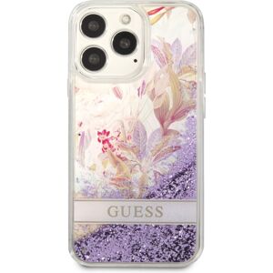 Guess Liquid Glitter Flower kryt iPhone 13 Pro Max fialový