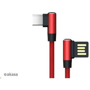 AKASA oboustranný USB-A - USB-C kabel červený