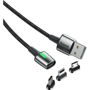 Baseus Zinc 3v1 magnetický kabel (Lightning/USB-C/Micro USB) 2m, černý
