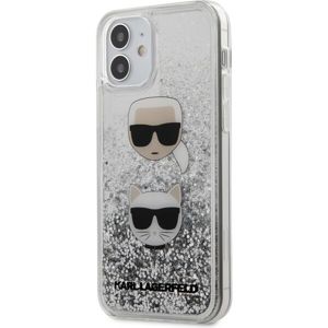 Karl Lagerfeld Liquid Glitter 2 Heads kryt iPhone 12 mini 5.4" stříbrný