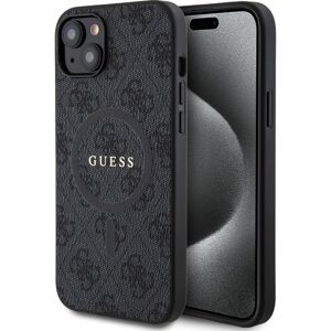 Guess PU Leather 4G Colored Ring MagSafe kryt iPhone 15 Plus černý