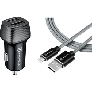 Tactical Field Plug Dual 24W + Tactical Fast Rope Aramid Cable USB-A/Lightning MFi 0.3m šedý