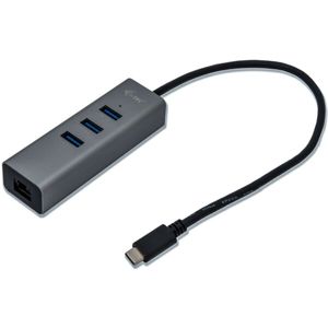 i-tec USB-C Metal 3-portový HUB s Gigabit Ethernet adapterem