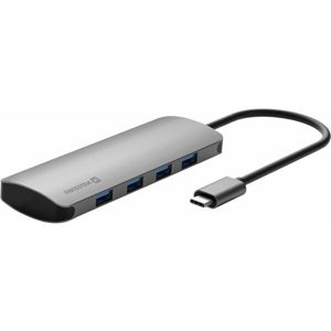 SWISSTEN USB-C HUB 4v1 4x USB 3.0 hliník šedý