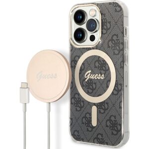 Guess 4G MagSafe kryt + Bezdrátová nabíječka pro iPhone 14 Pro černá